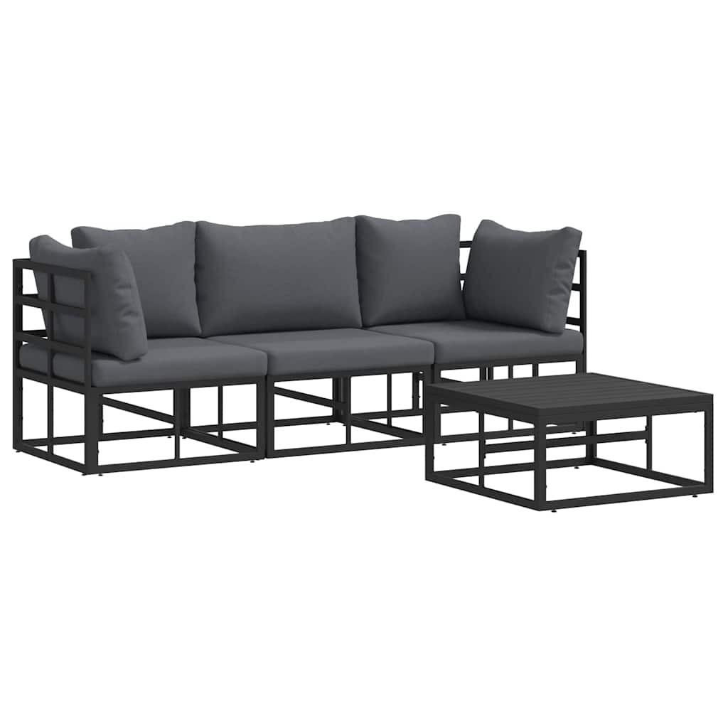 vidaXL Zestaw Sof na Ogród 4 pcs Czarny Metal
