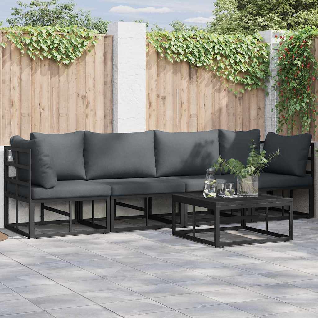 vidaXL Zestaw Sof na Ogród 4 pcs Czarny Metal