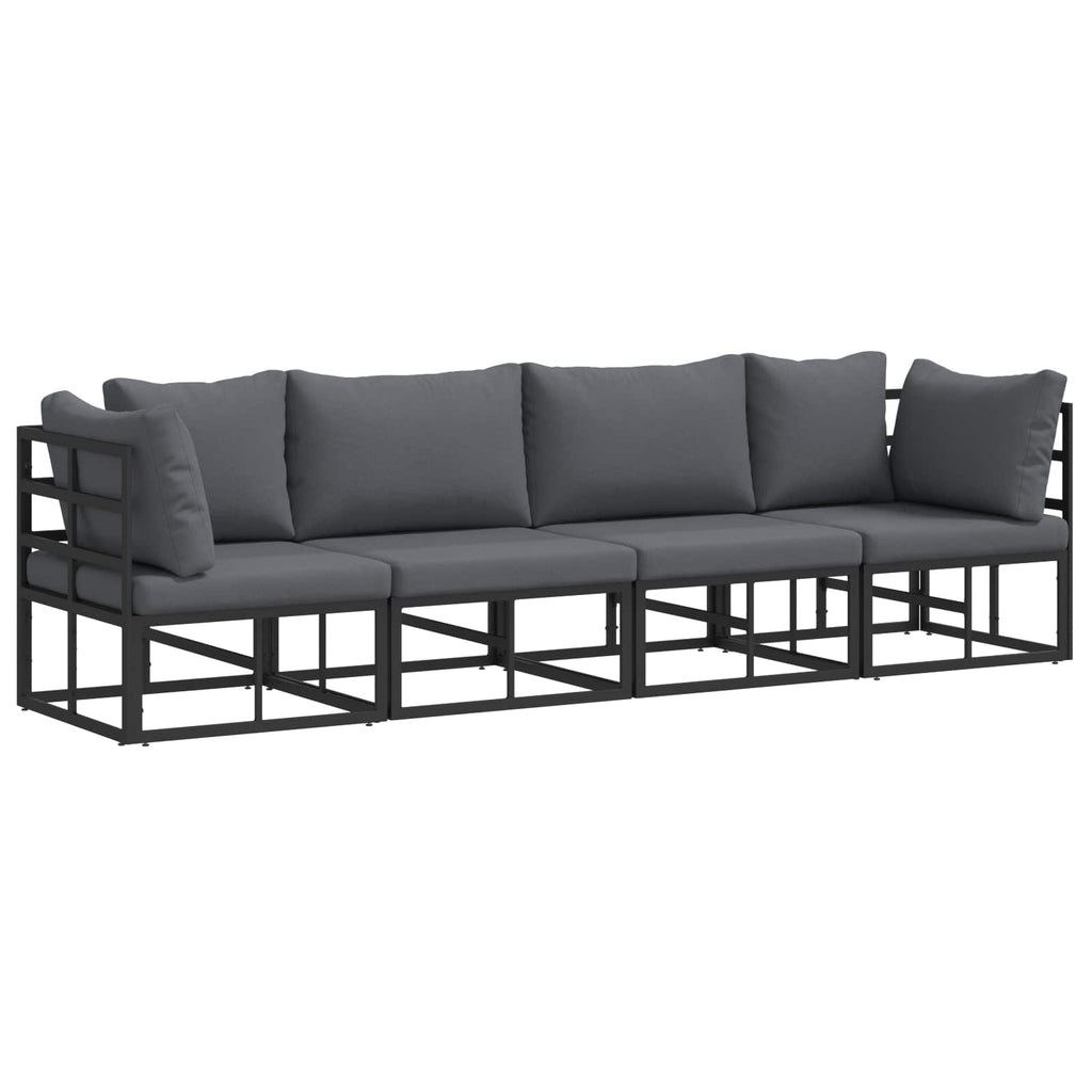 vidaXL Zestaw Sof na Ogród 4 pcs Czarny Metal