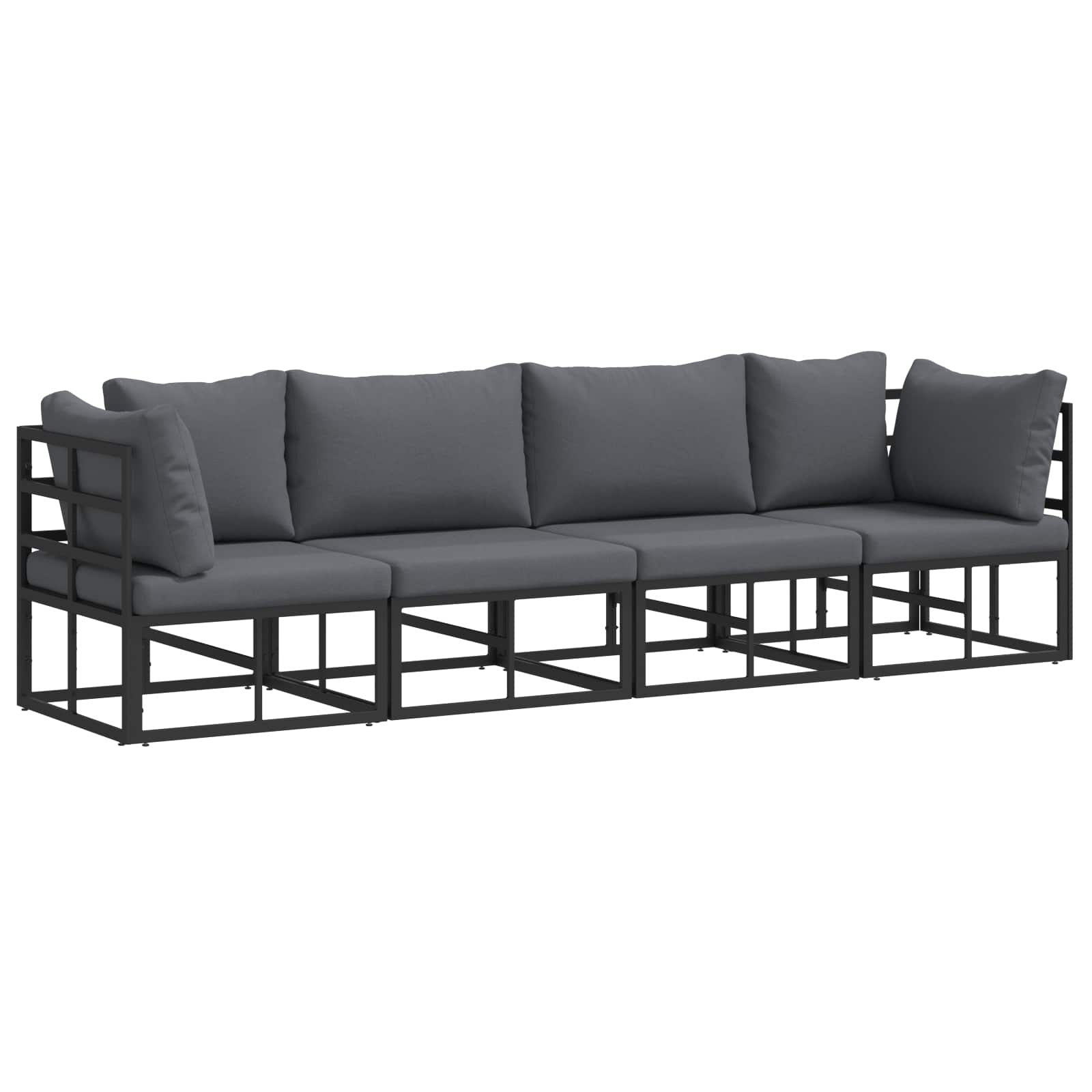 vidaXL Zestaw Sof na Ogród 4 pcs Czarny Metal