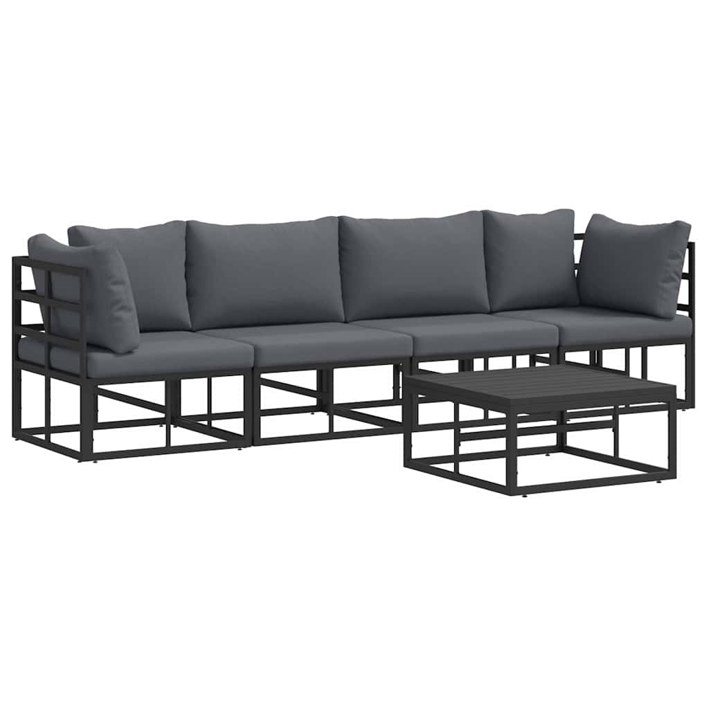 vidaXL Zestaw Sof na Ogród 5 pcs Czarny Metal