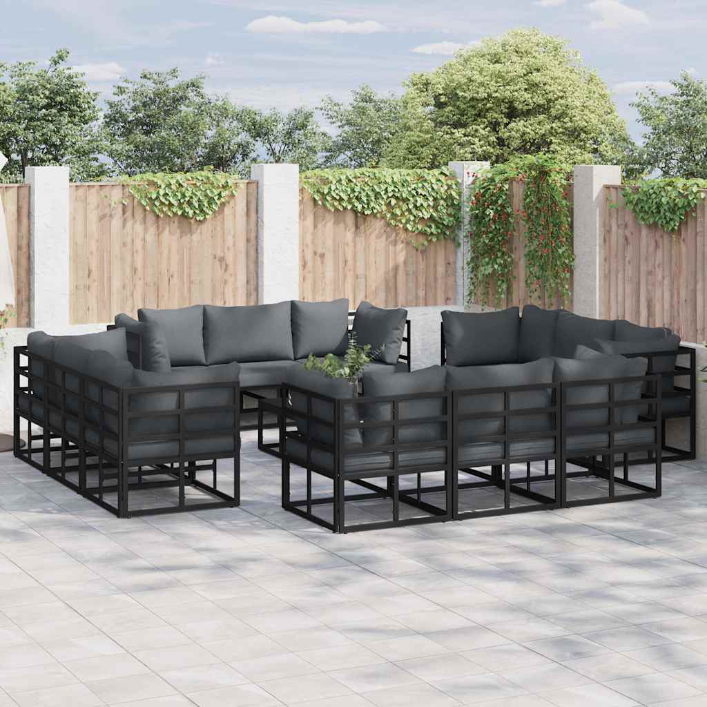 vidaXL Zestaw Sof na Ogród 12 pcs Czarny Metal