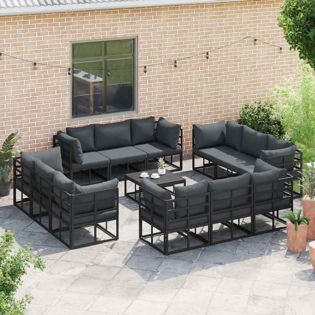 vidaXL Zestaw Sof na Ogród 12 pcs Czarny Metal