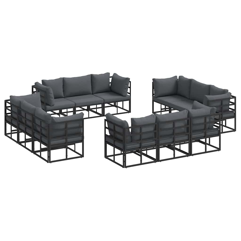 vidaXL Zestaw Sof na Ogród 12 pcs Czarny Metal
