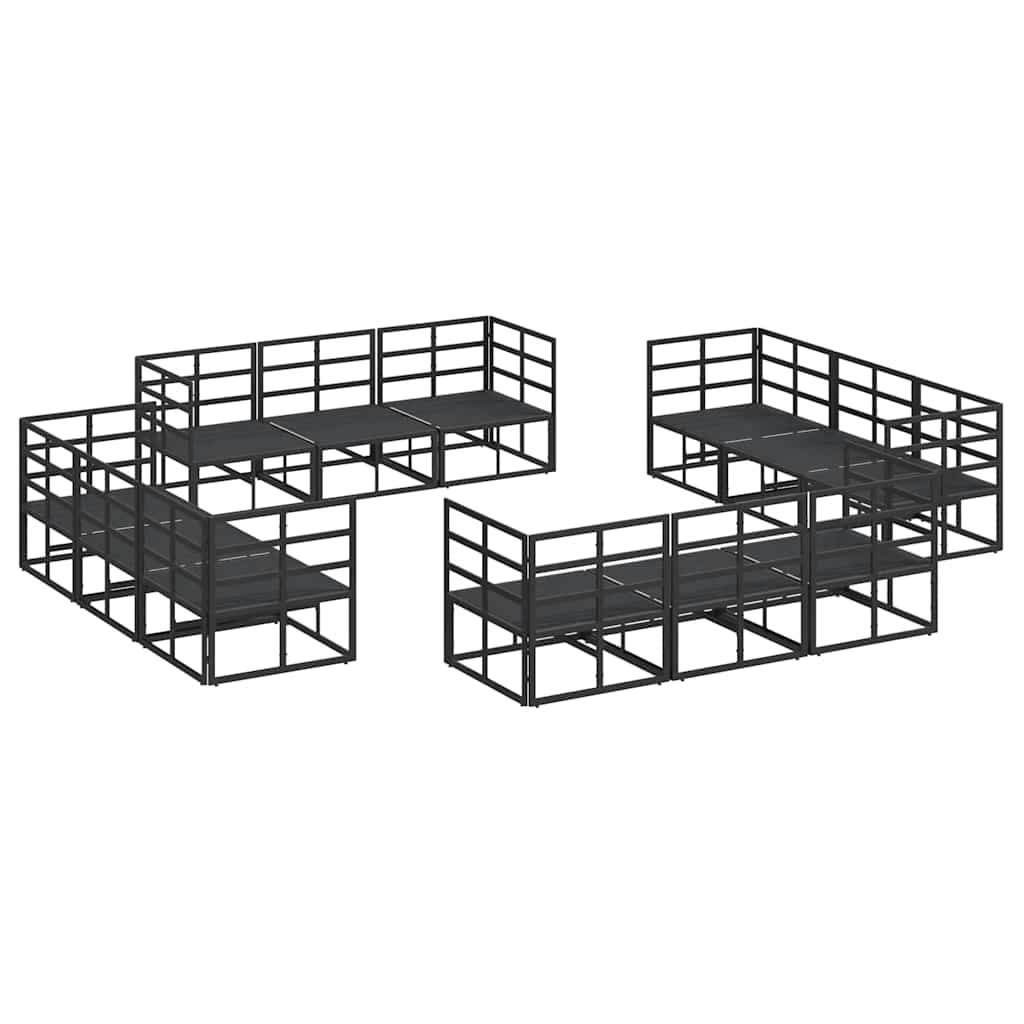 vidaXL Zestaw Sof na Ogród 12 pcs Czarny Metal