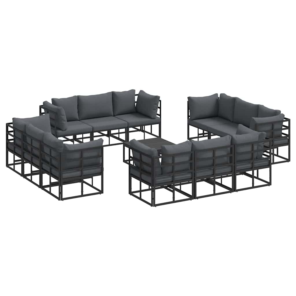 vidaXL Zestaw Sof na Ogród 13 pcs Czarny Metal