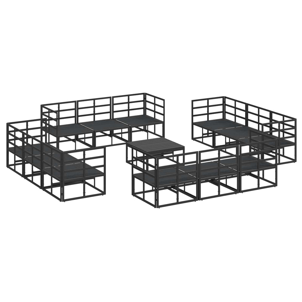 vidaXL Zestaw Sof na Ogród 13 pcs Czarny Metal
