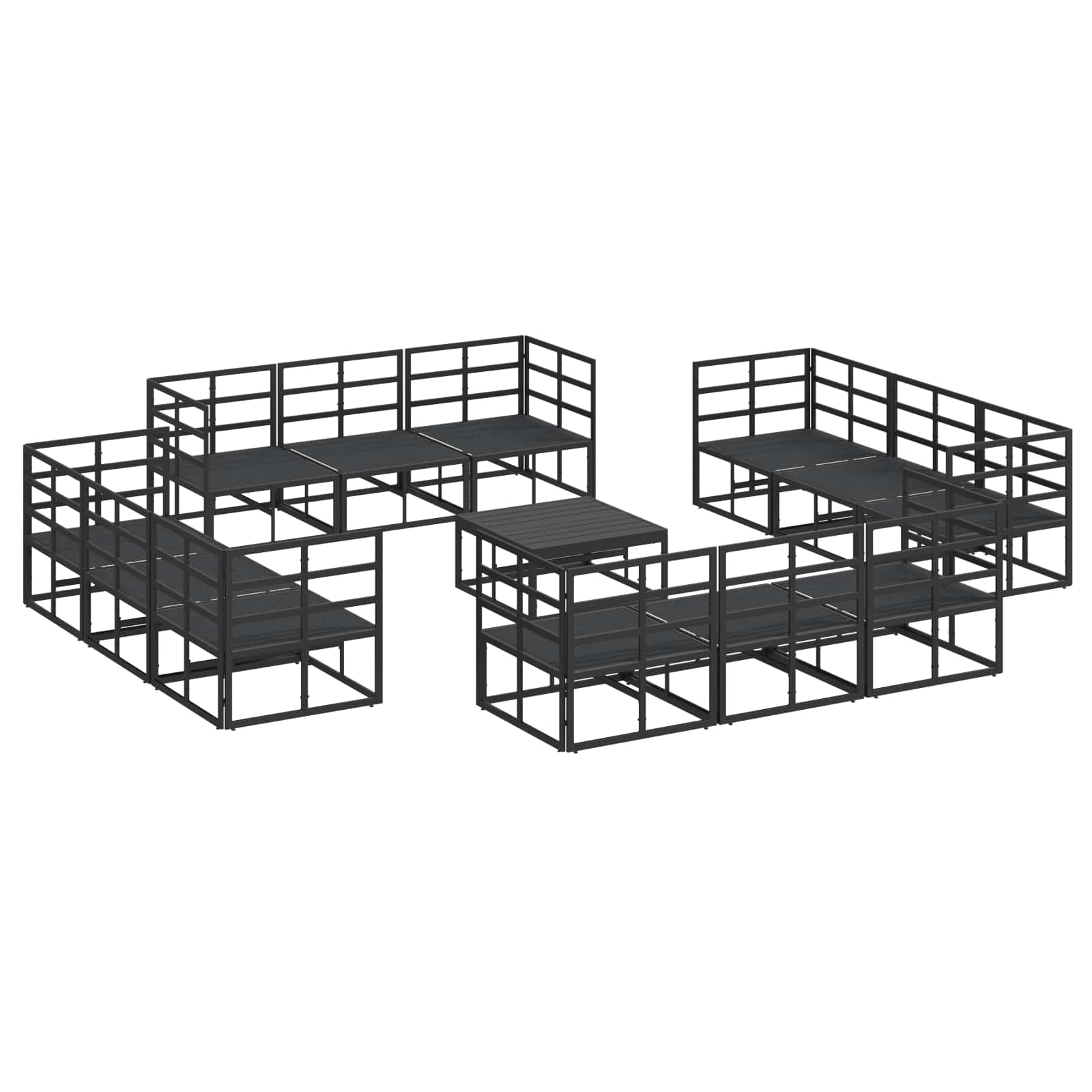 vidaXL Zestaw Sof na Ogród 13 pcs Czarny Metal