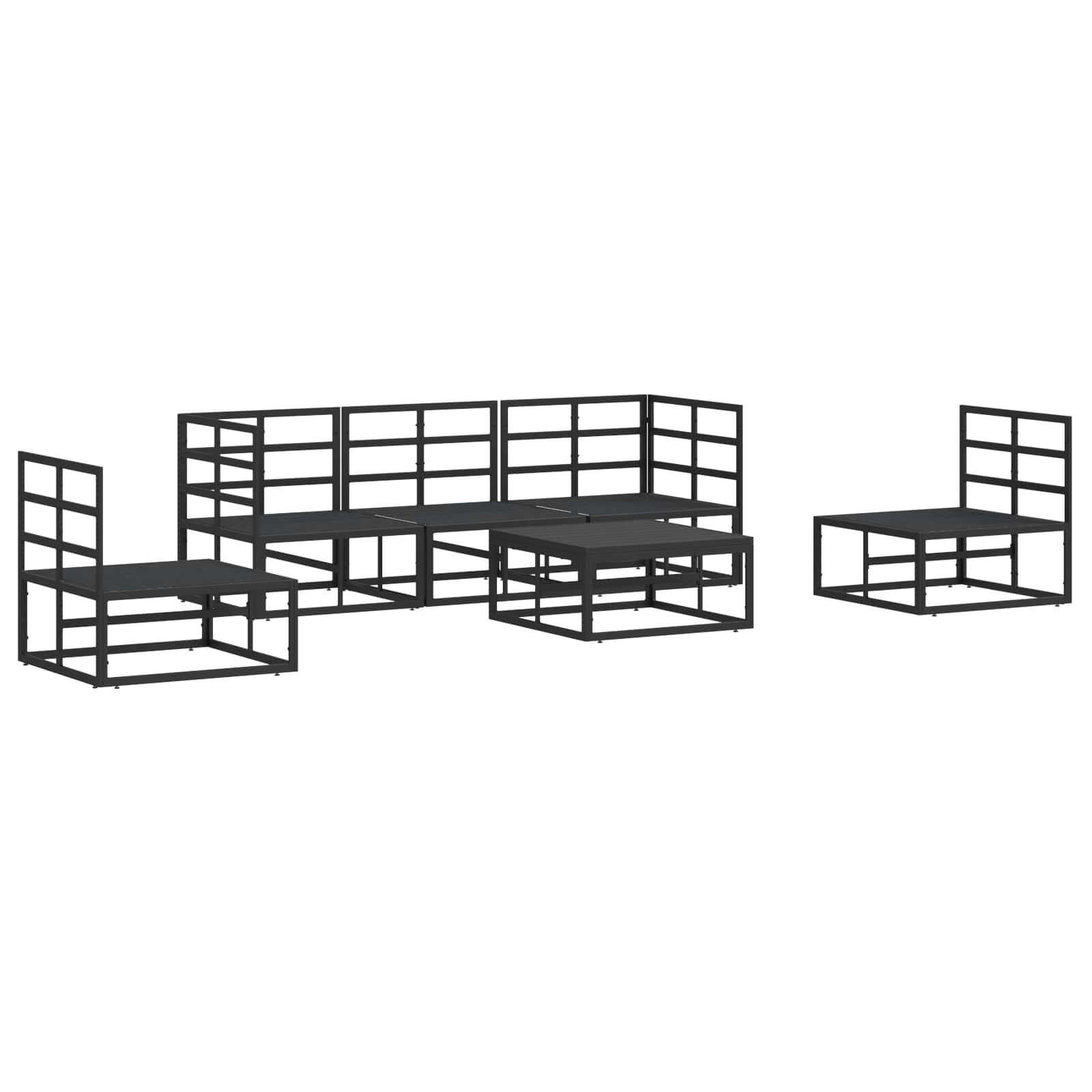 vidaXL Zestaw Sof na Ogród z poduszką 6 pcs Czarny Aluminium
