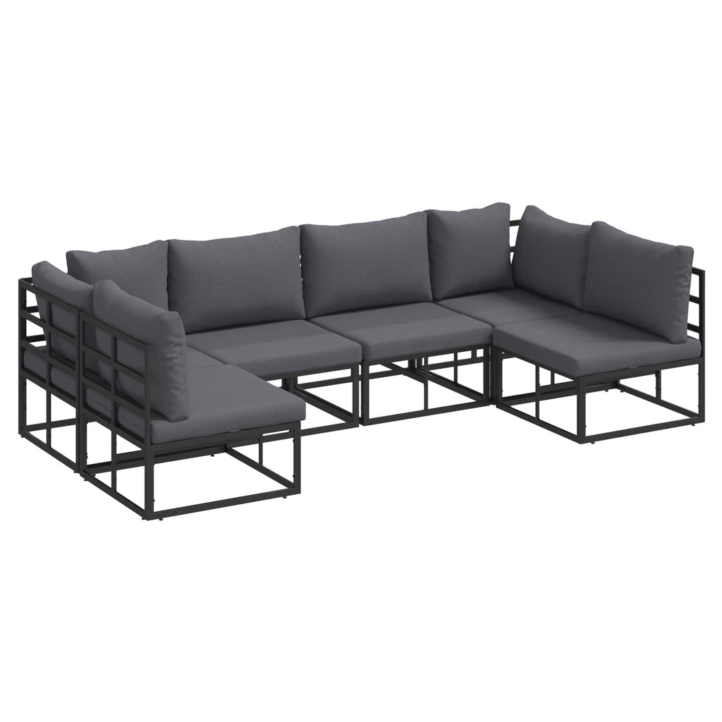 vidaXL Zestaw Sof na Ogród z poduszką 6 pcs Czarny Aluminium