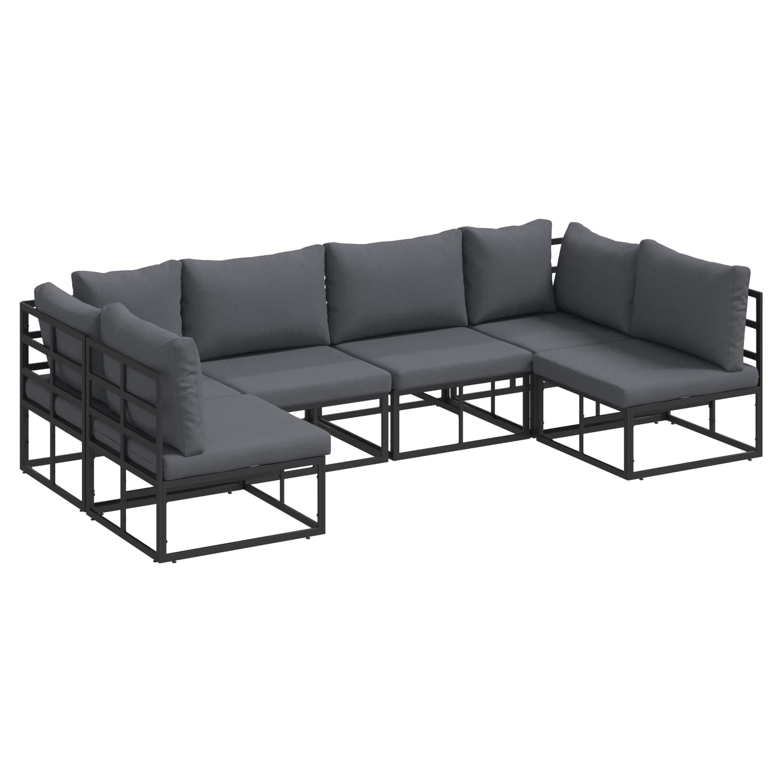 vidaXL Zestaw Sof na Ogród z poduszką 6 pcs Czarny Aluminium