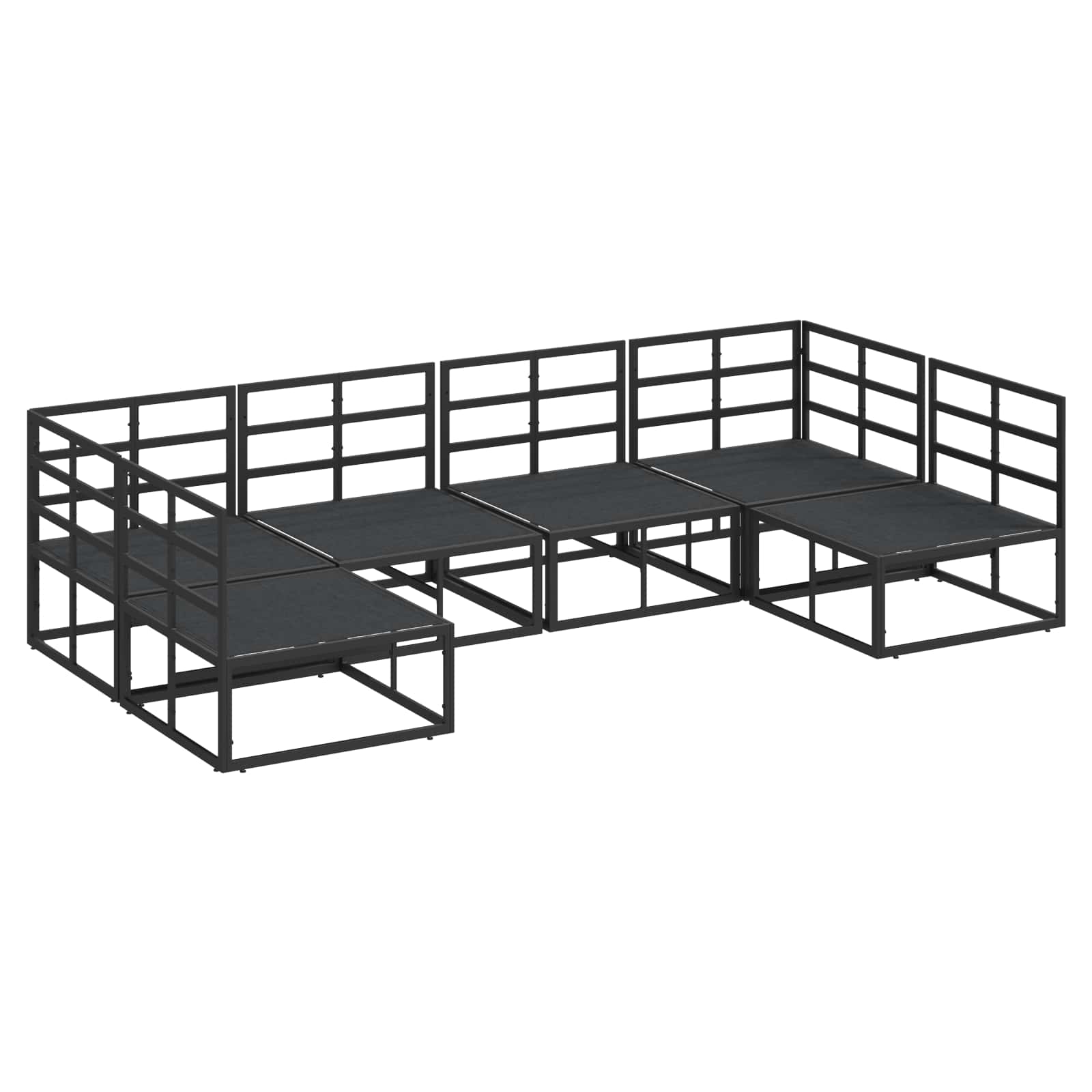 vidaXL Zestaw Sof na Ogród z poduszką 6 pcs Czarny Aluminium