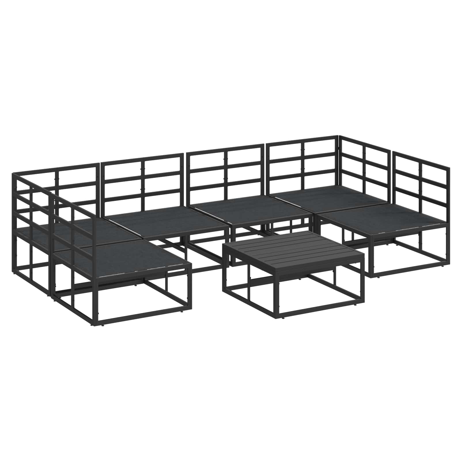 vidaXL Zestaw Sof na Ogród z poduszką 7 pcs Czarny Aluminium