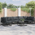 vidaXL Zestaw Sof na Ogród z poduszką 7 pcs Czarny Aluminium
