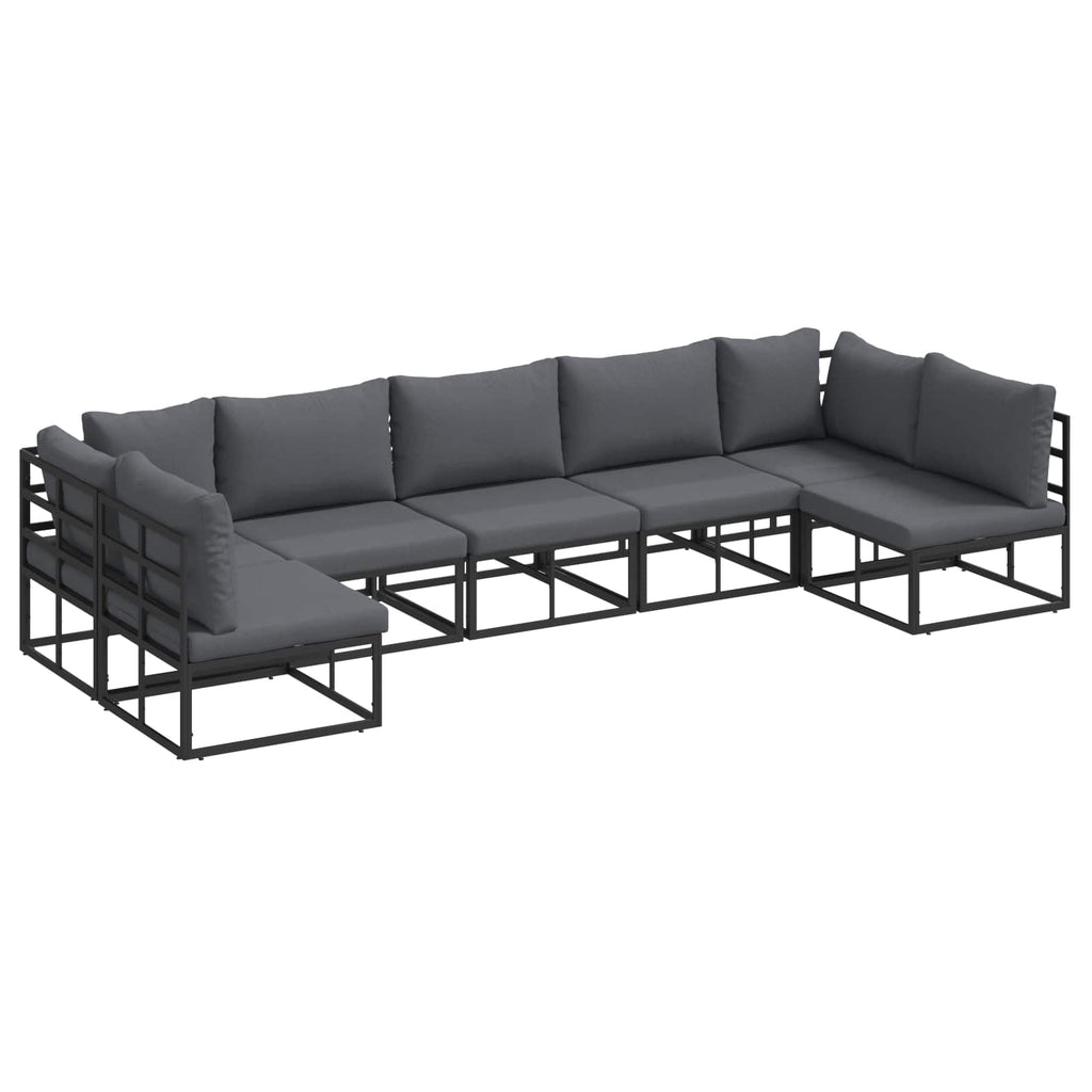 vidaXL Zestaw Sof na Ogród z poduszką 7 pcs Czarny Aluminium