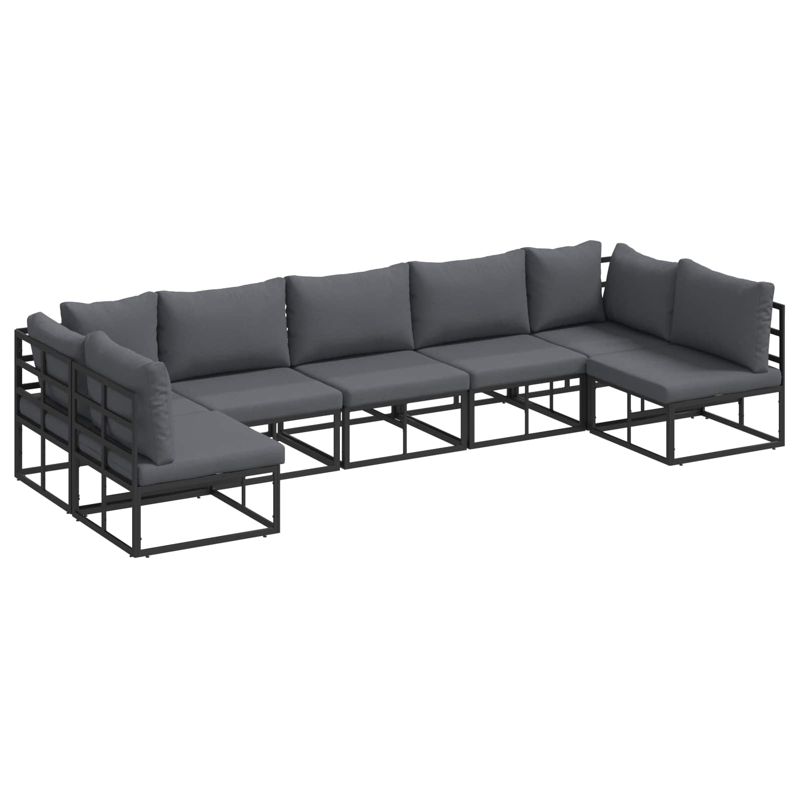 vidaXL Zestaw Sof na Ogród z poduszką 7 pcs Czarny Aluminium
