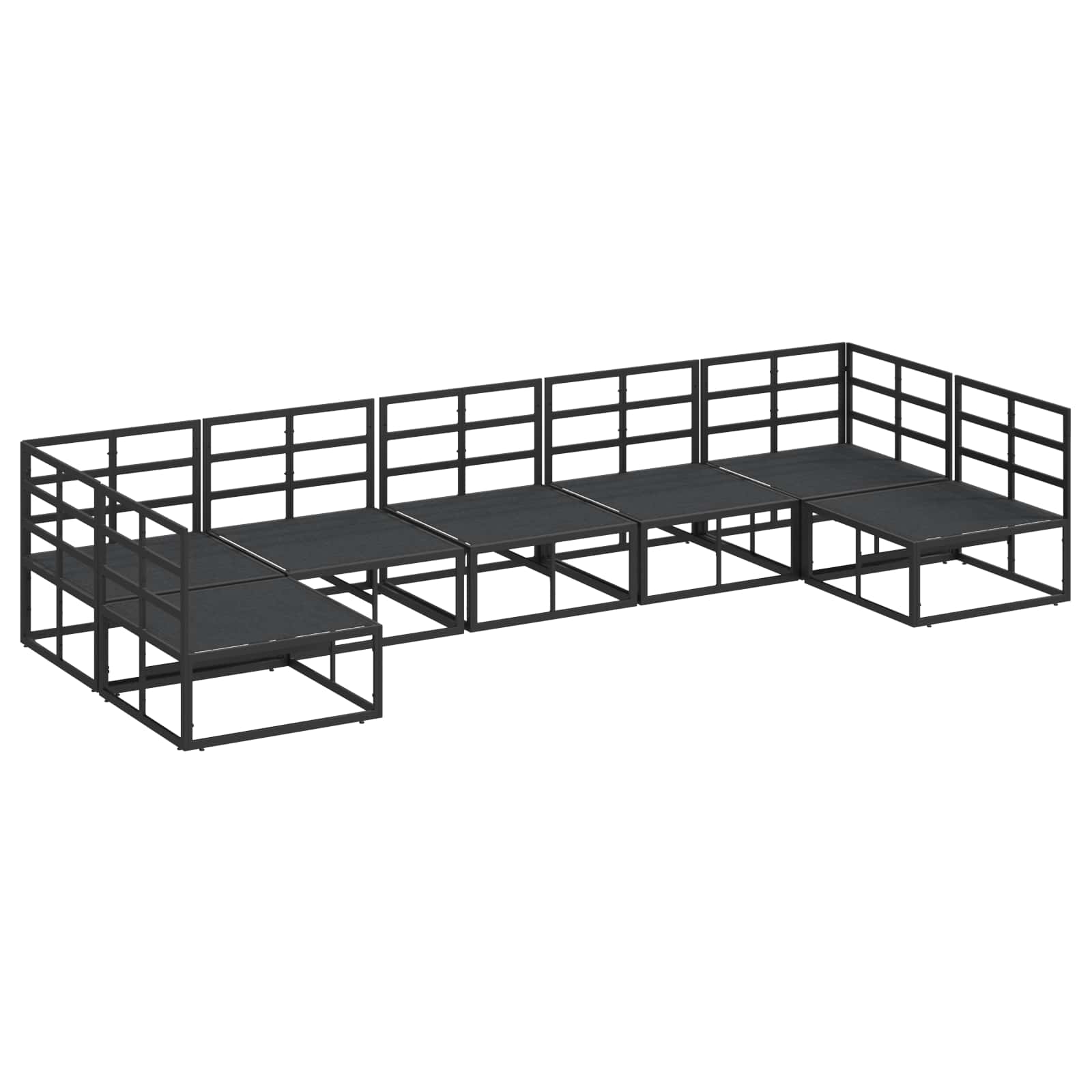 vidaXL Zestaw Sof na Ogród z poduszką 7 pcs Czarny Aluminium