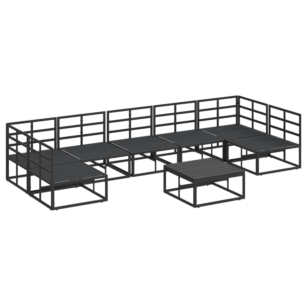 vidaXL Zestaw Sof na Ogród z poduszką 8 pcs Czarny Aluminium