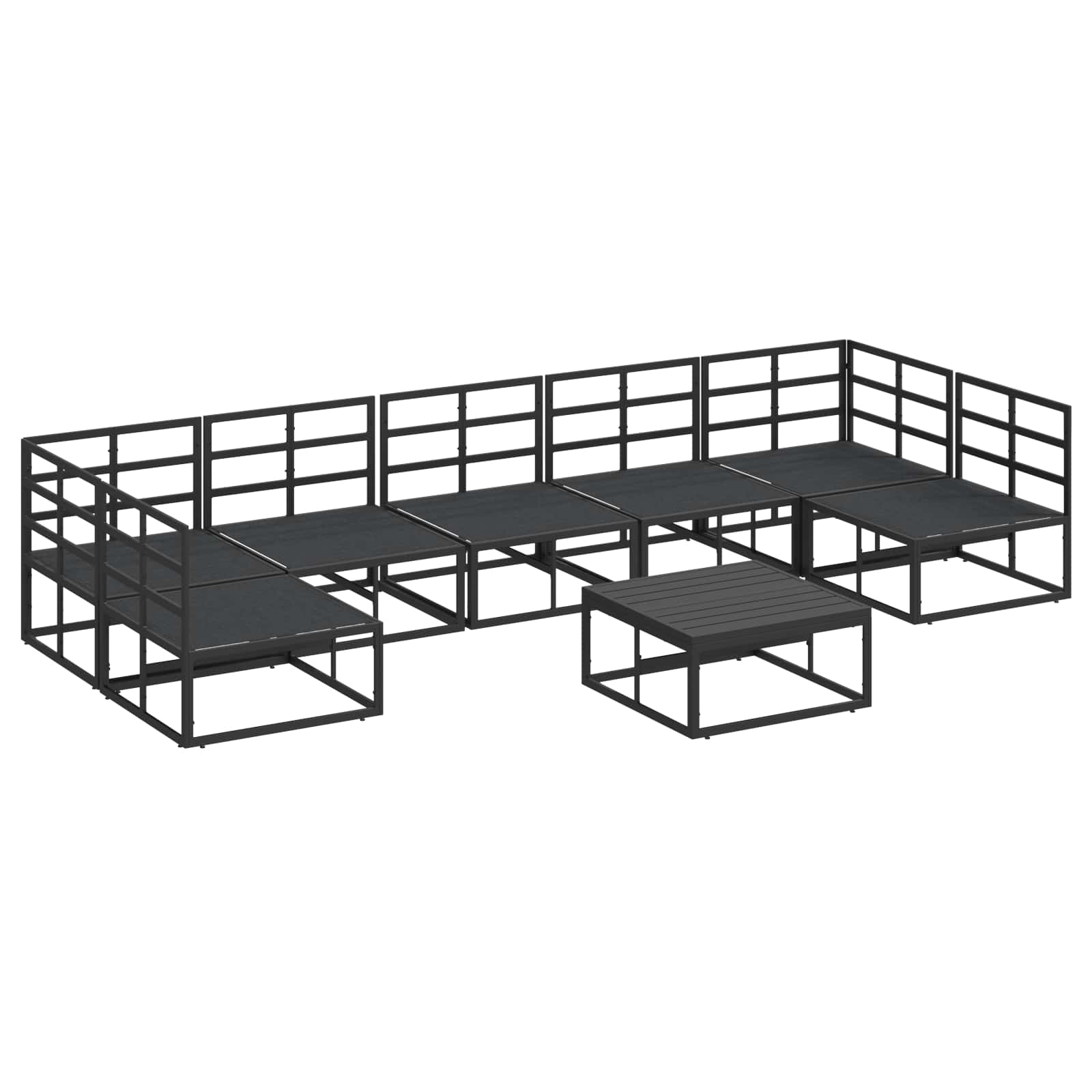 vidaXL Zestaw Sof na Ogród z poduszką 8 pcs Czarny Aluminium