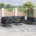vidaXL Zestaw Sof na Ogród z poduszką 8 pcs Czarny Aluminium