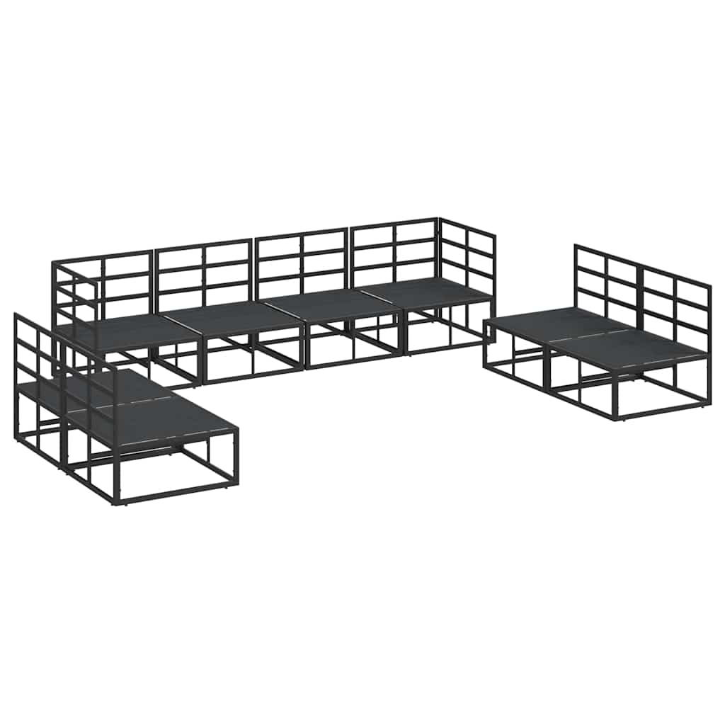 vidaXL Zestaw Sof na Ogród z poduszką 8 pcs Czarny Aluminium