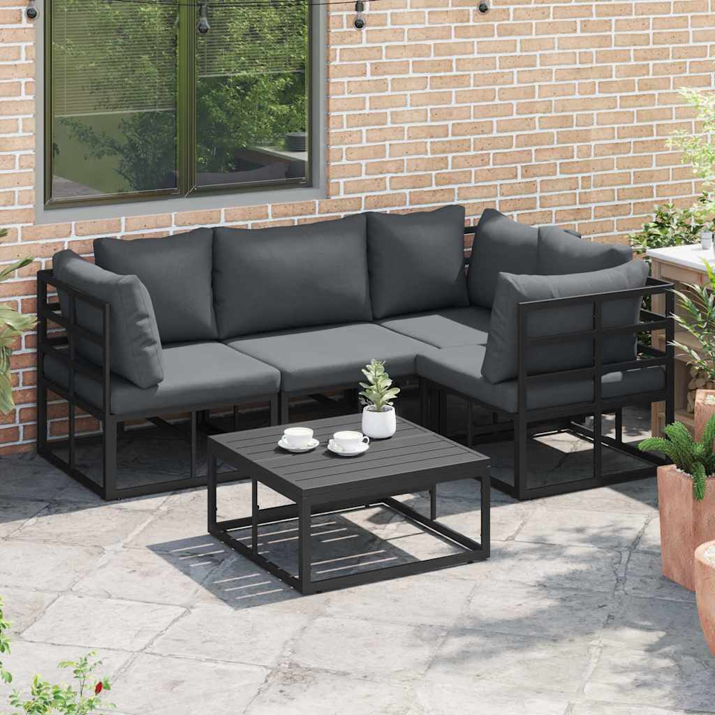 vidaXL Zestaw Sof na Ogród z poduszką 4 pcs Czarny Aluminium