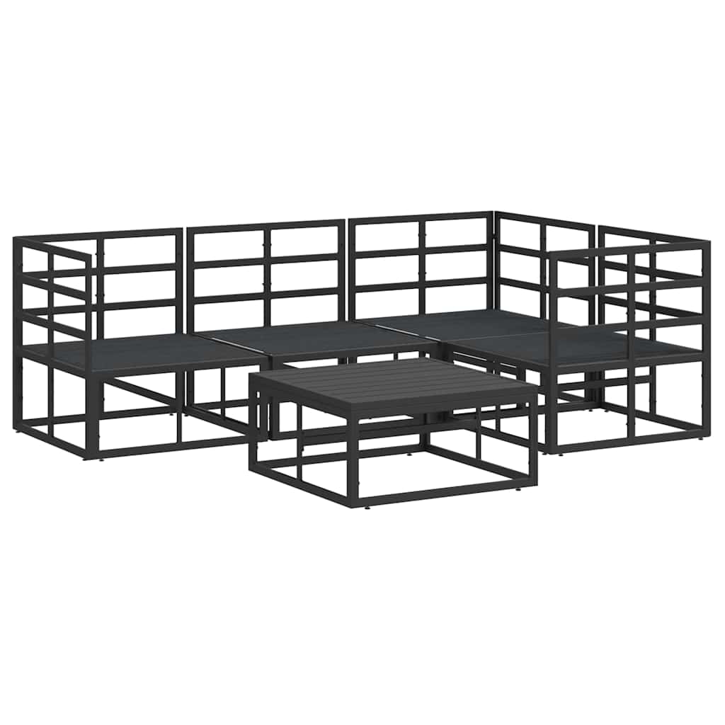 vidaXL Zestaw Sof na Ogród z poduszką 5 pcs Czarny Aluminium