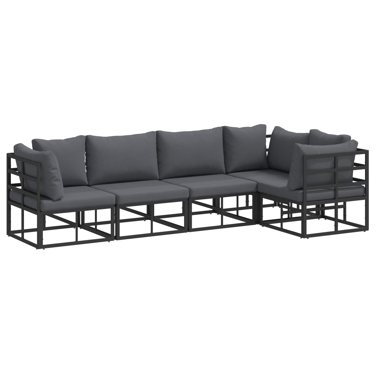 vidaXL Zestaw Sof na Ogród z poduszką 5 pcs Czarny Aluminium