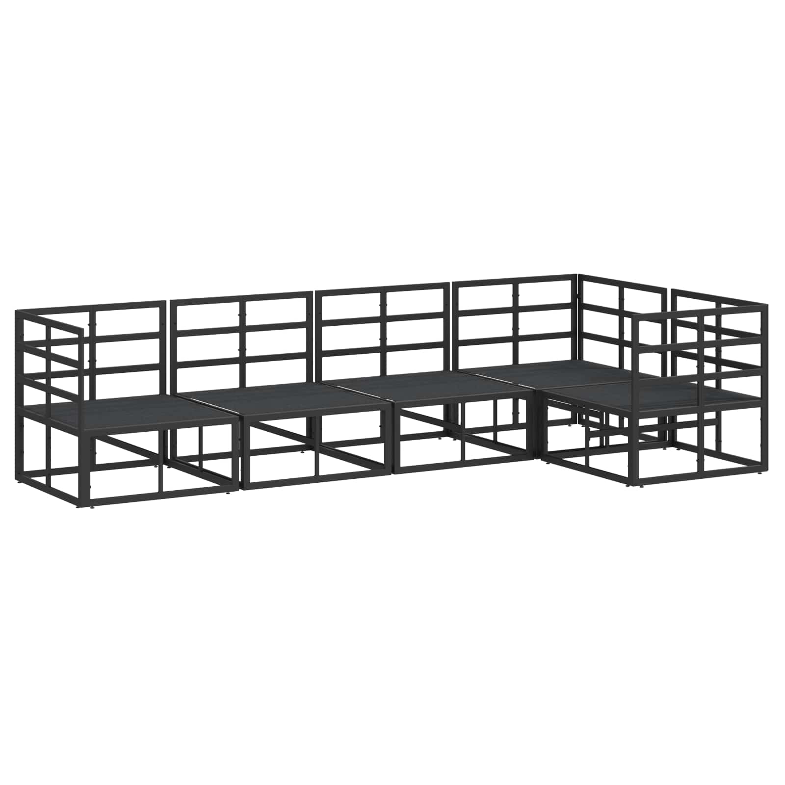 vidaXL Zestaw Sof na Ogród z poduszką 5 pcs Czarny Aluminium