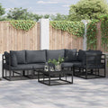 vidaXL Zestaw Sof na Ogród z poduszką 6 pcs Czarny Aluminium