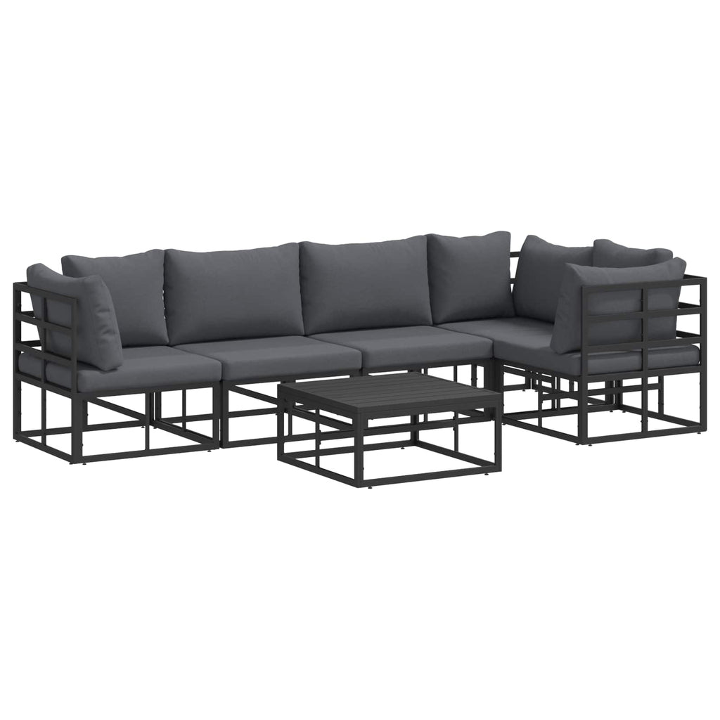 vidaXL Zestaw Sof na Ogród z poduszką 6 pcs Czarny Aluminium
