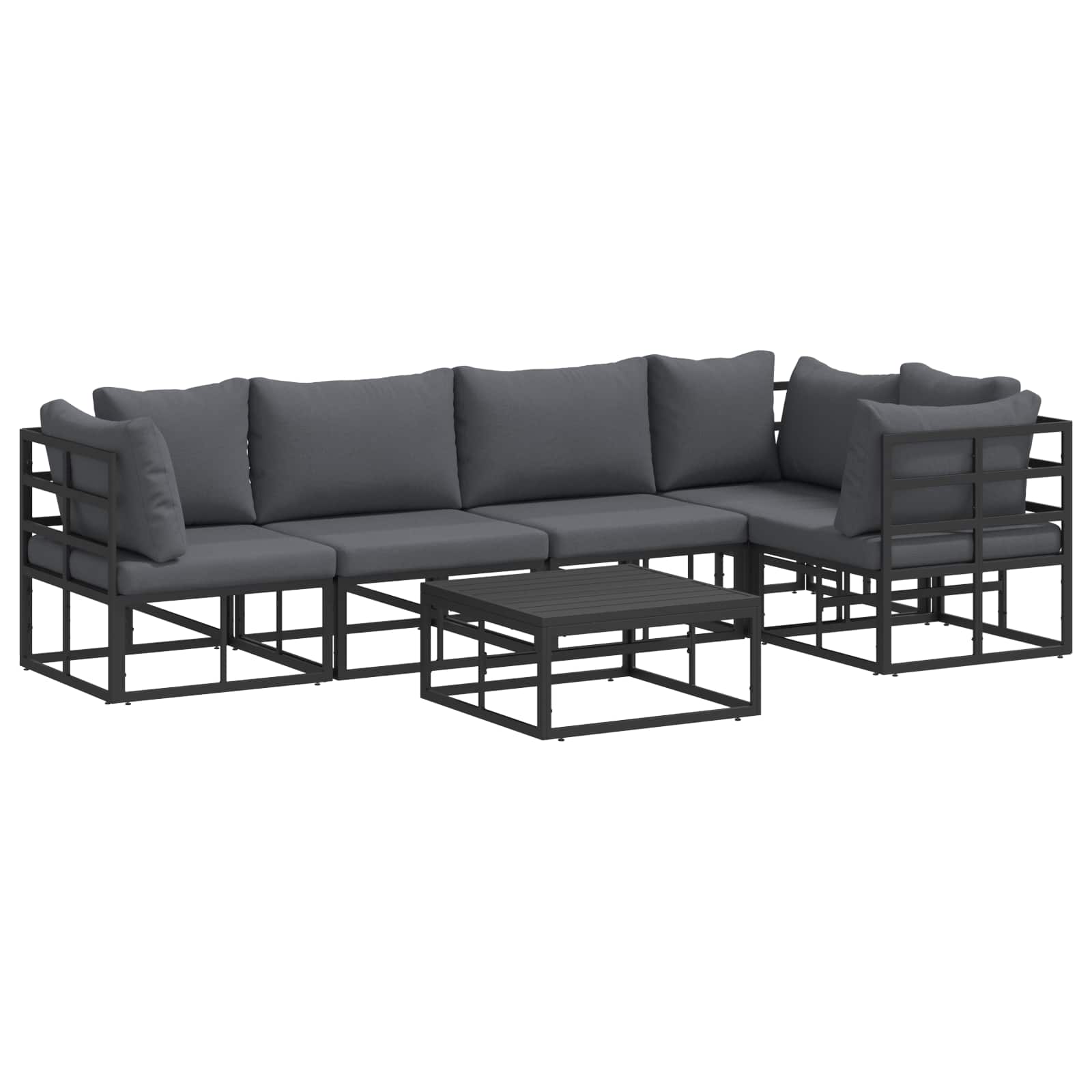 vidaXL Zestaw Sof na Ogród z poduszką 6 pcs Czarny Aluminium