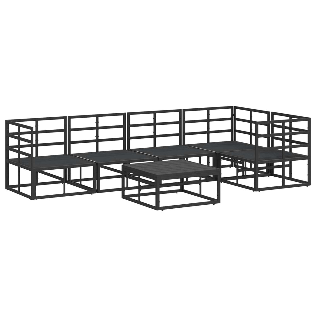 vidaXL Zestaw Sof na Ogród z poduszką 6 pcs Czarny Aluminium