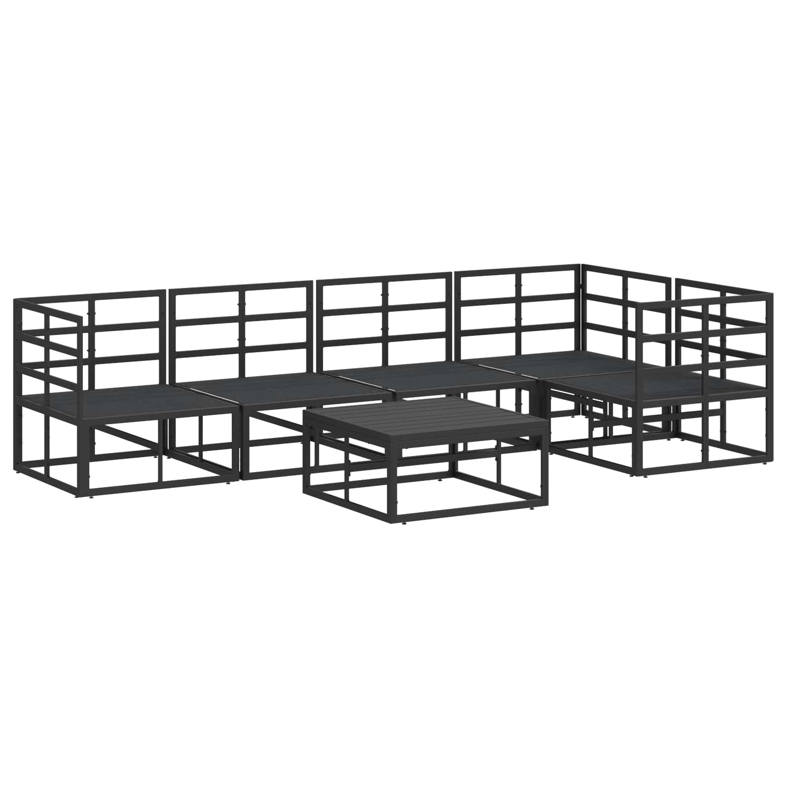 vidaXL Zestaw Sof na Ogród z poduszką 6 pcs Czarny Aluminium