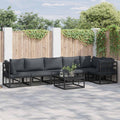 vidaXL Zestaw Sof na Ogród z poduszką 6 pcs Czarny Aluminium