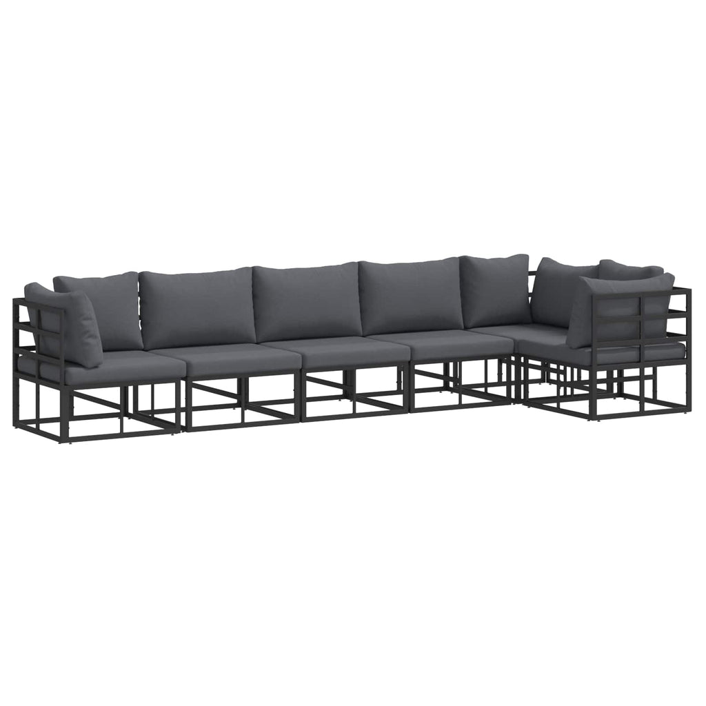 vidaXL Zestaw Sof na Ogród z poduszką 6 pcs Czarny Aluminium