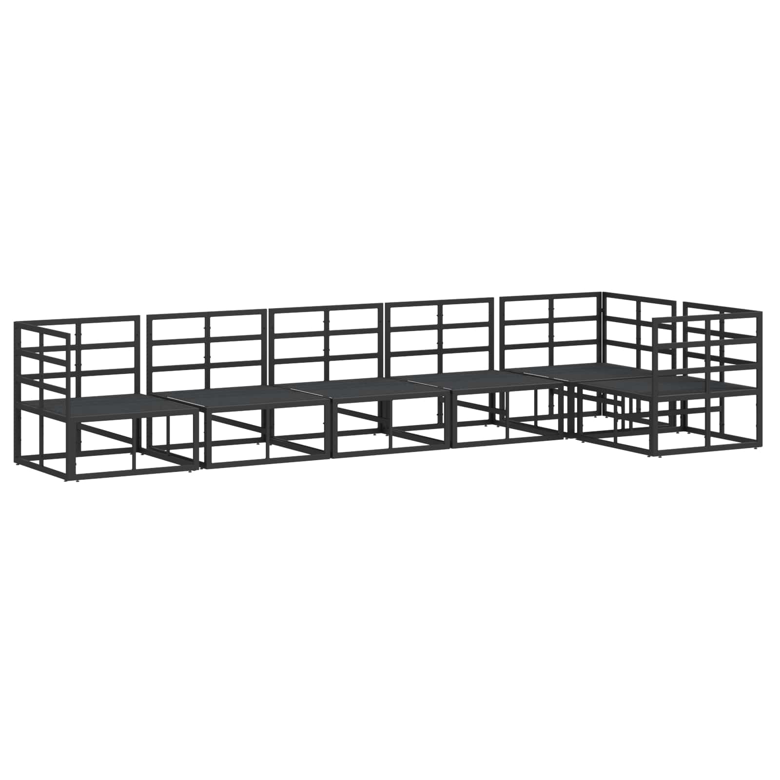 vidaXL Zestaw Sof na Ogród z poduszką 6 pcs Czarny Aluminium