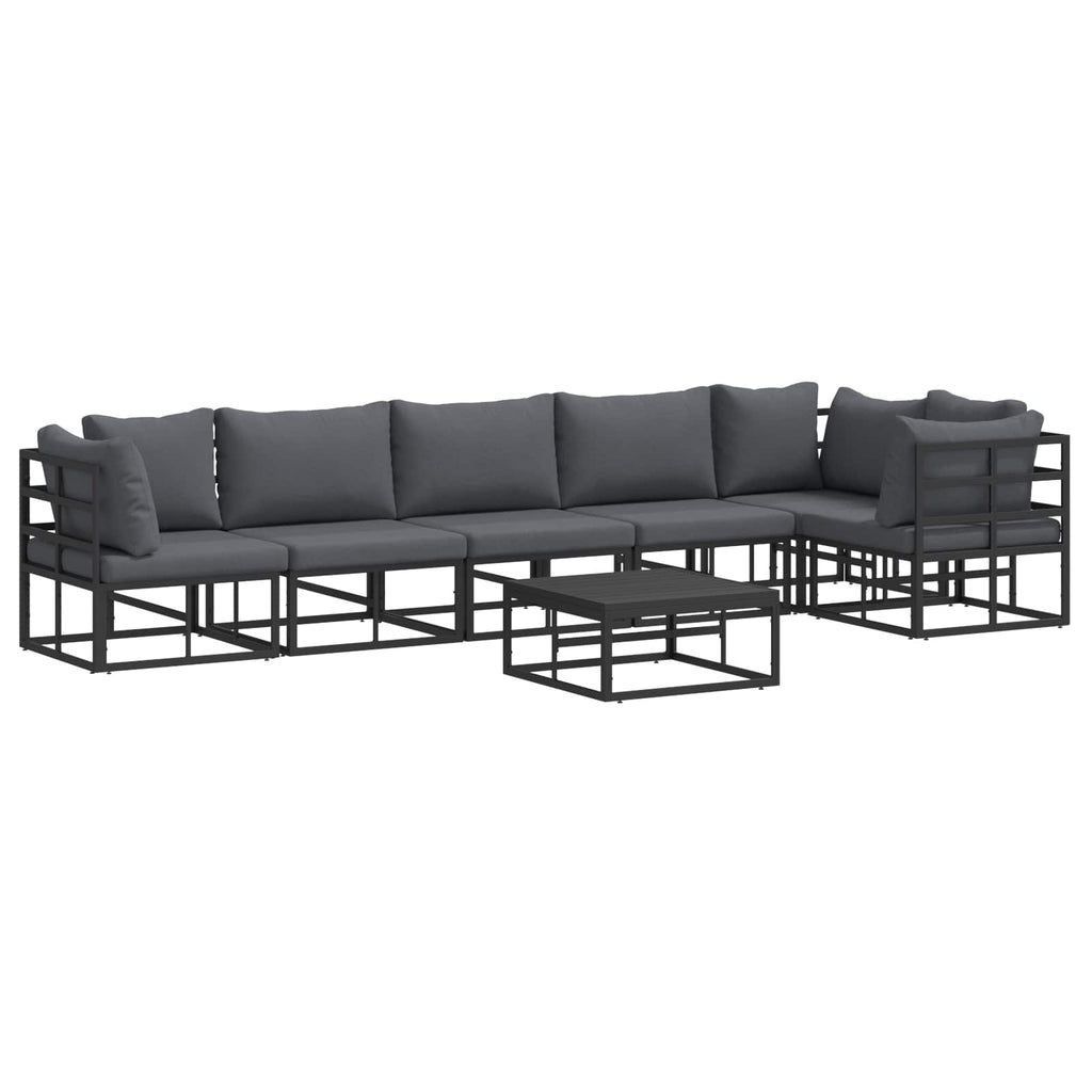 vidaXL Zestaw Sof na Ogród z poduszką 7 pcs Czarny Aluminium