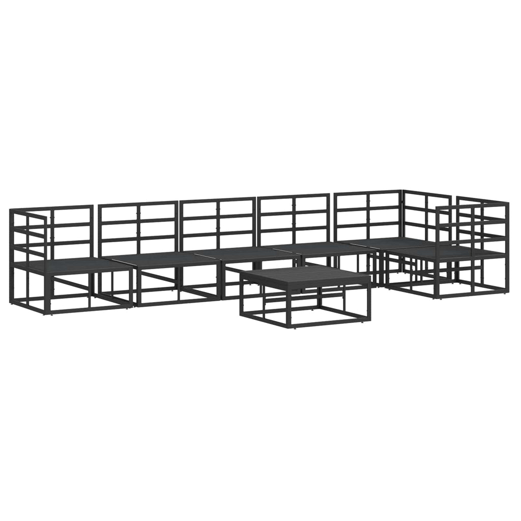 vidaXL Zestaw Sof na Ogród z poduszką 7 pcs Czarny Aluminium