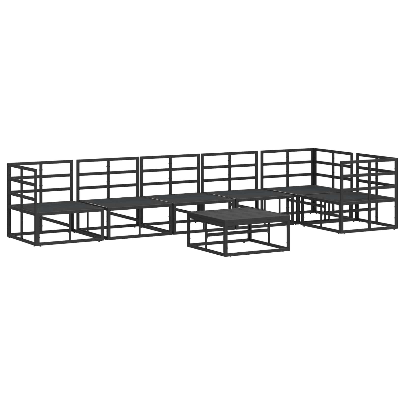 vidaXL Zestaw Sof na Ogród z poduszką 7 pcs Czarny Aluminium
