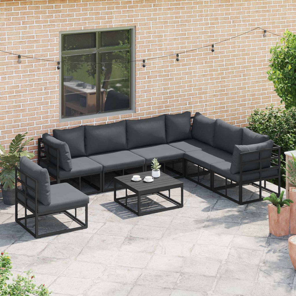 vidaXL Zestaw Sof na Ogród z poduszką 7 pcs Czarny Aluminium