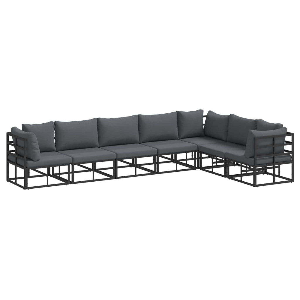 vidaXL Zestaw Sof na Ogród z poduszką 7 pcs Czarny Aluminium