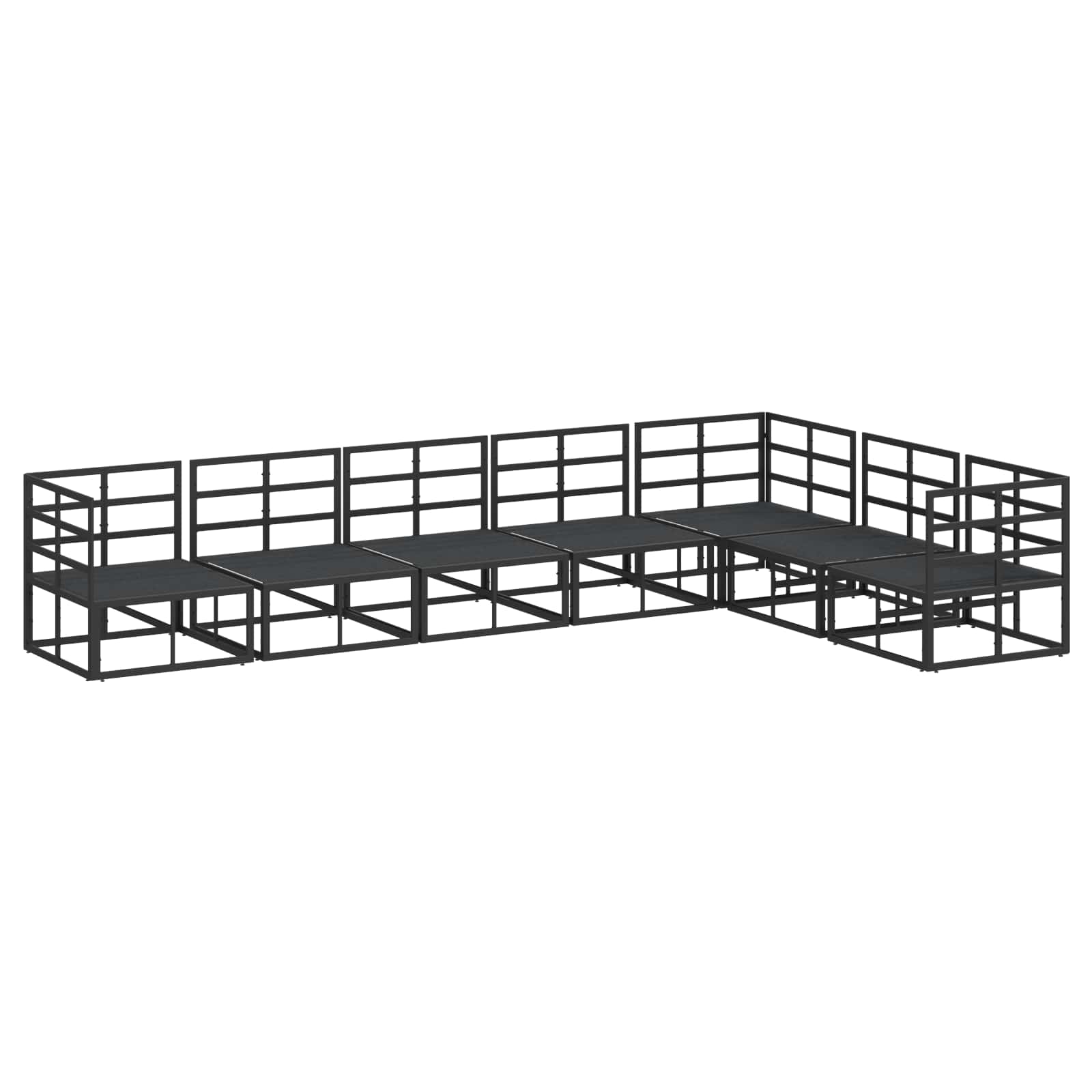 vidaXL Zestaw Sof na Ogród z poduszką 7 pcs Czarny Aluminium
