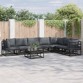 vidaXL Zestaw Sof na Ogród z poduszką 8 pcs Czarny Aluminium