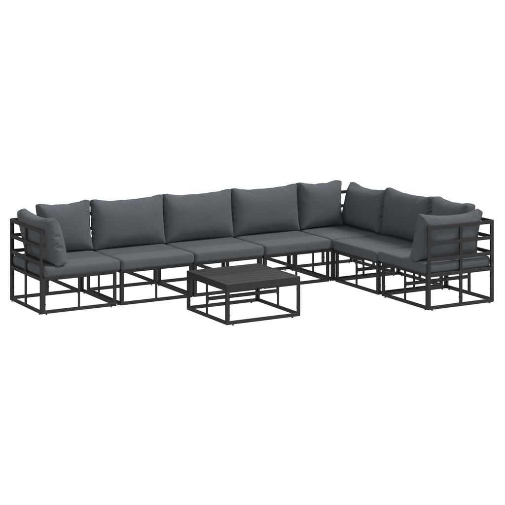 vidaXL Zestaw Sof na Ogród z poduszką 8 pcs Czarny Aluminium