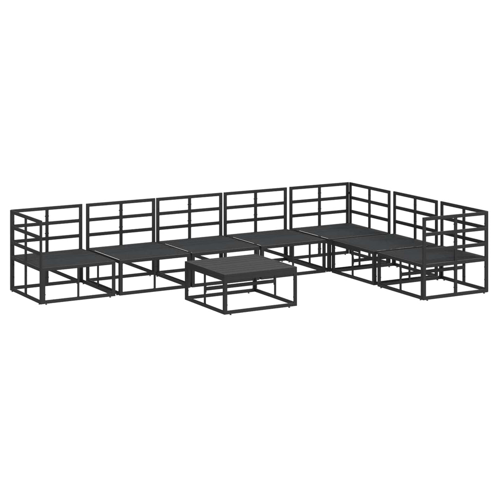 vidaXL Zestaw Sof na Ogród z poduszką 8 pcs Czarny Aluminium