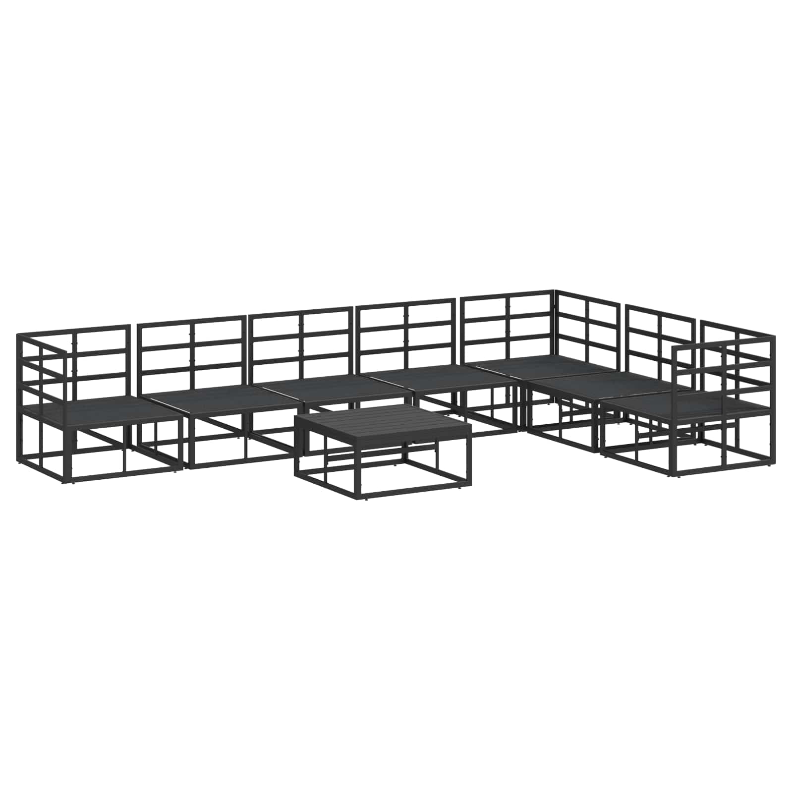 vidaXL Zestaw Sof na Ogród z poduszką 8 pcs Czarny Aluminium