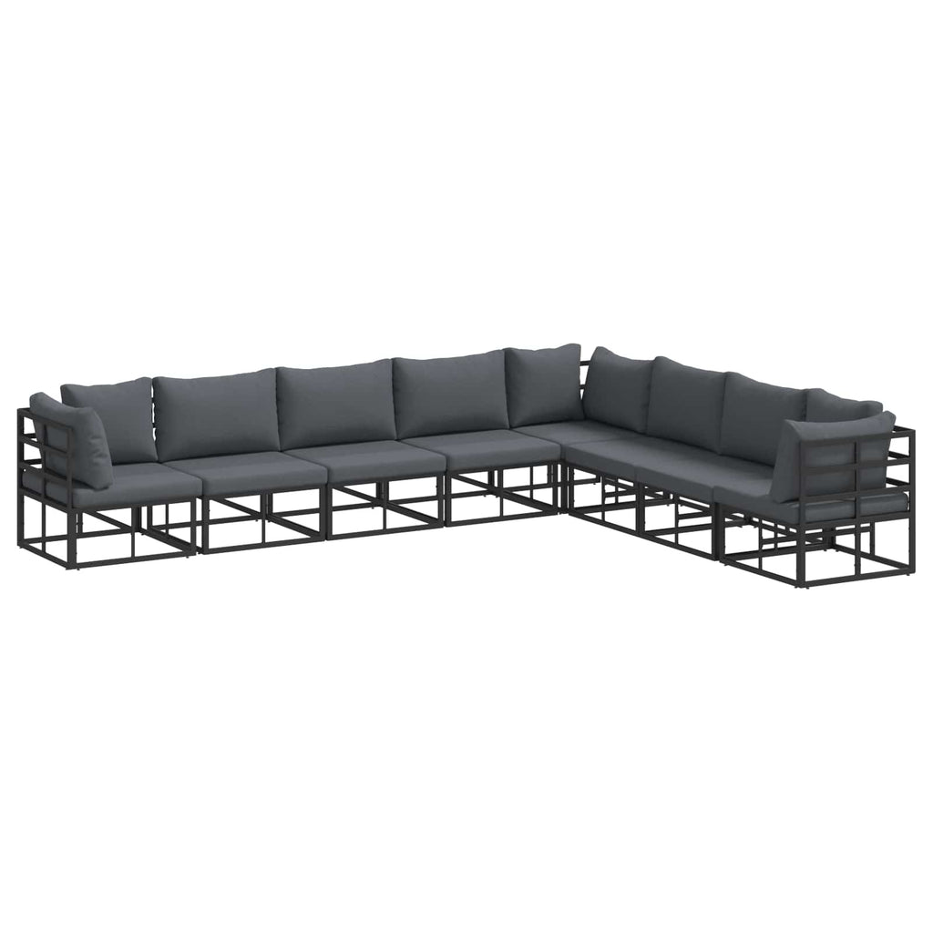 vidaXL Zestaw Sof na Ogród z poduszką 8 pcs Czarny Aluminium