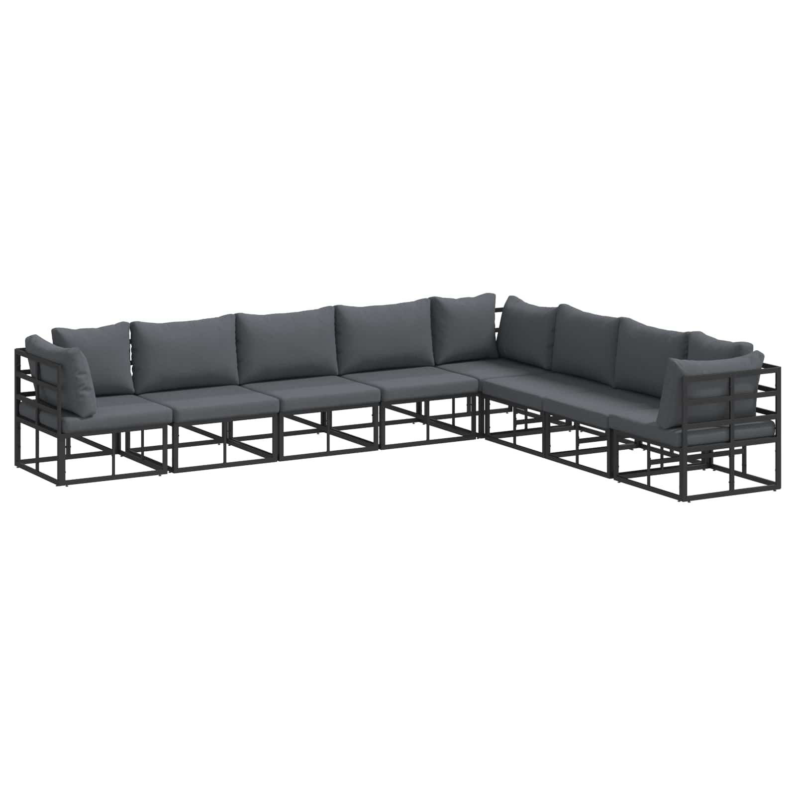 vidaXL Zestaw Sof na Ogród z poduszką 8 pcs Czarny Aluminium