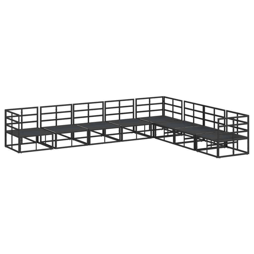 vidaXL Zestaw Sof na Ogród z poduszką 8 pcs Czarny Aluminium